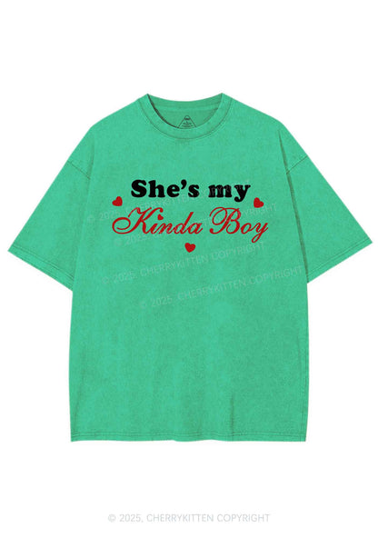 Shes My Kinda Boy Pride Y2K Shirts Washed Tee Cherrykitten