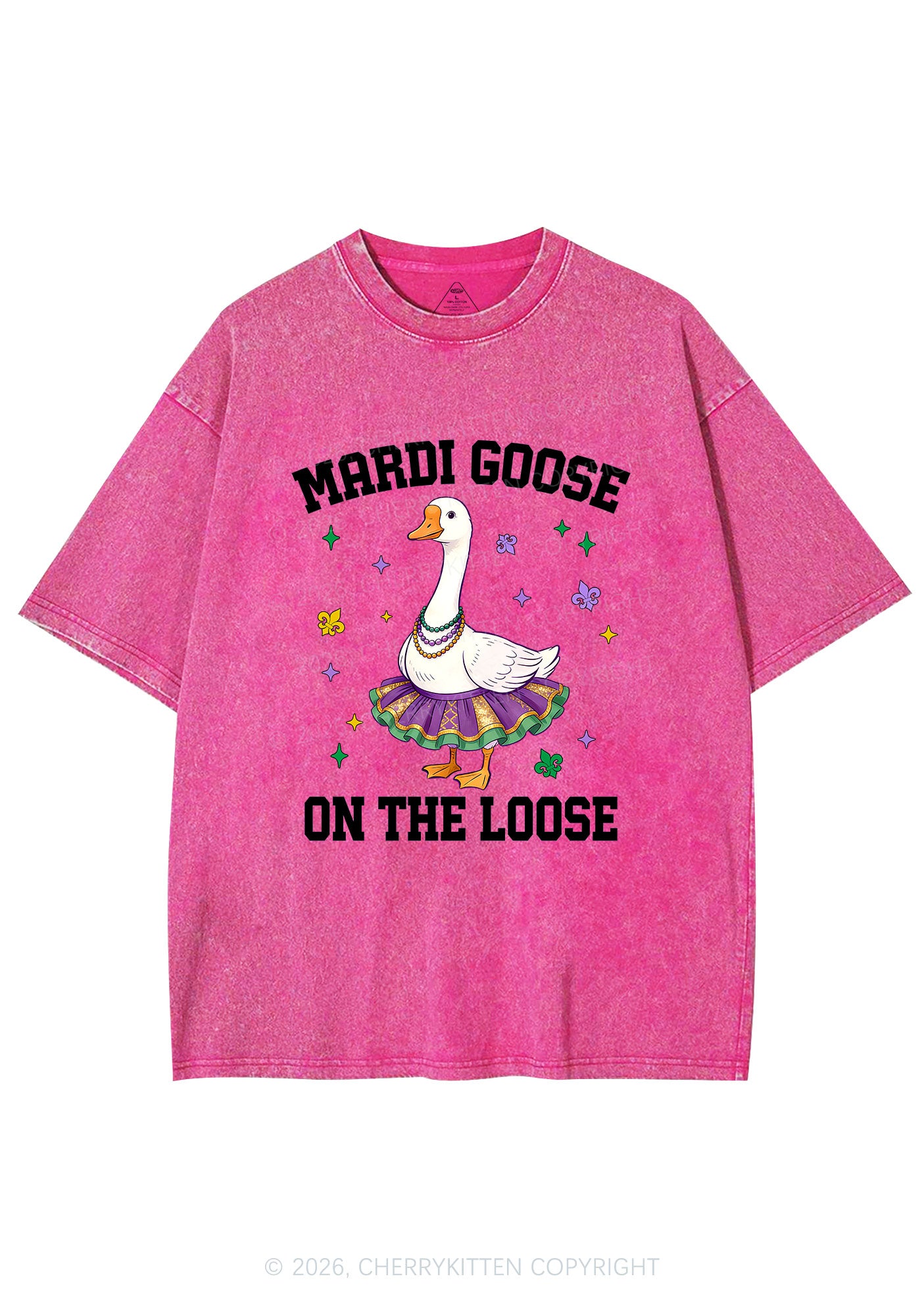 Mardi Gras Goose Y2K Shirts Washed Tee Cherrykitten