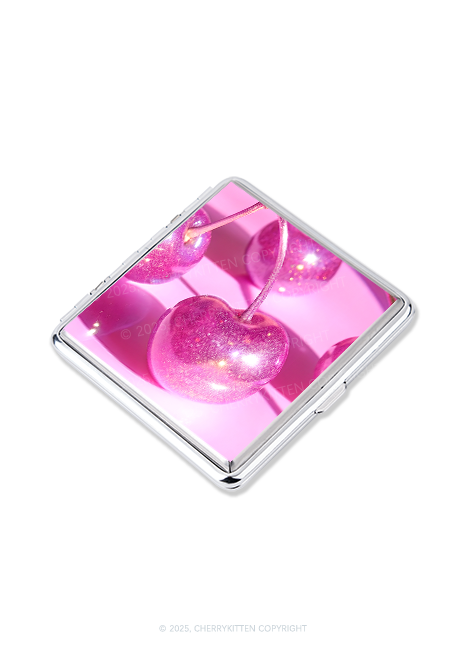 Glitter Pink Cherry Y2K Cigarette Case Cherrykitten