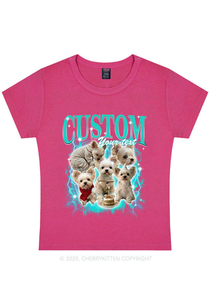 Custom Sparkle Dog Photo Y2K Baby Tee Cherrykitten