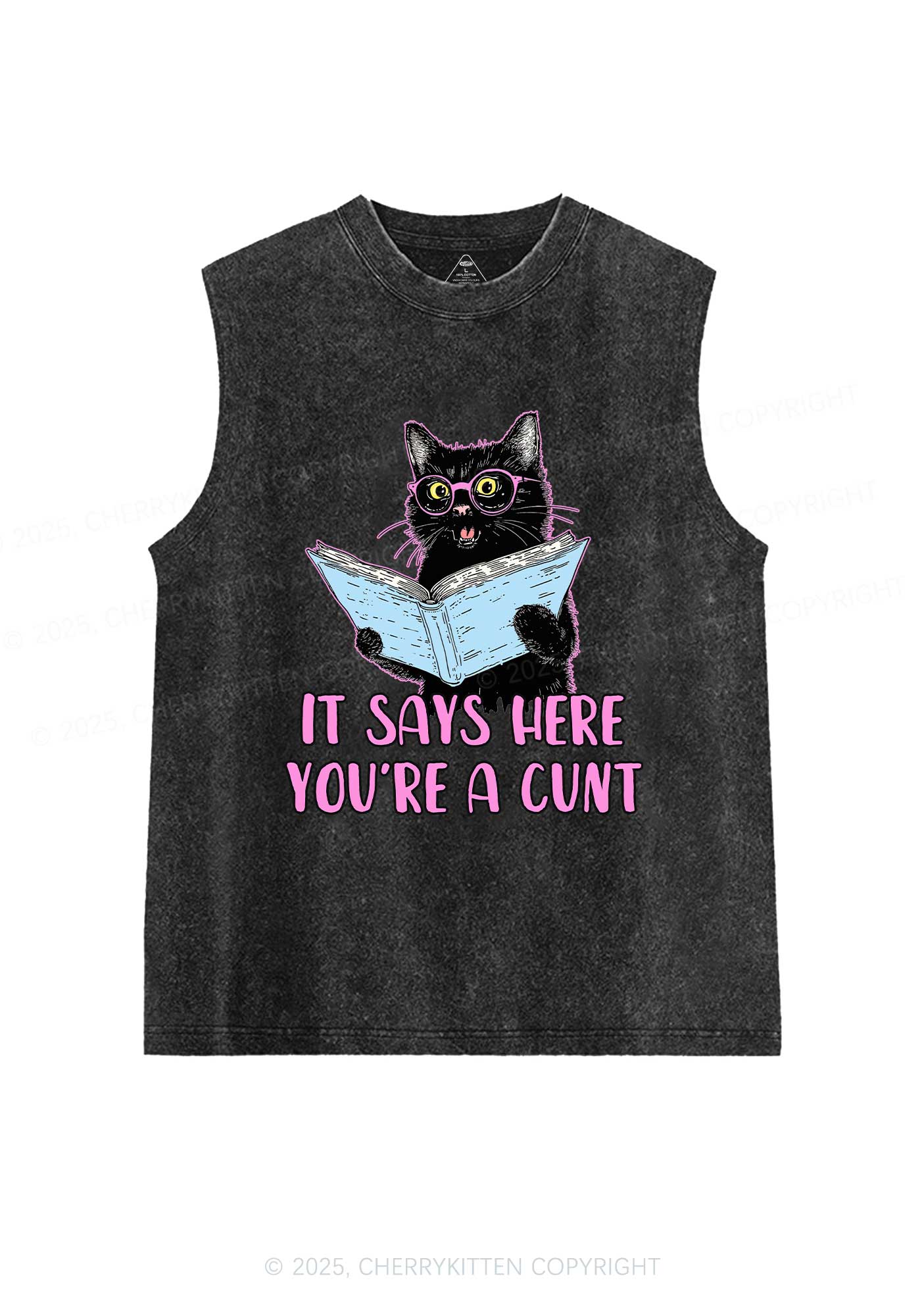 You Are A Cxxt Y2K Washed Muscle Tank Cherrykitten