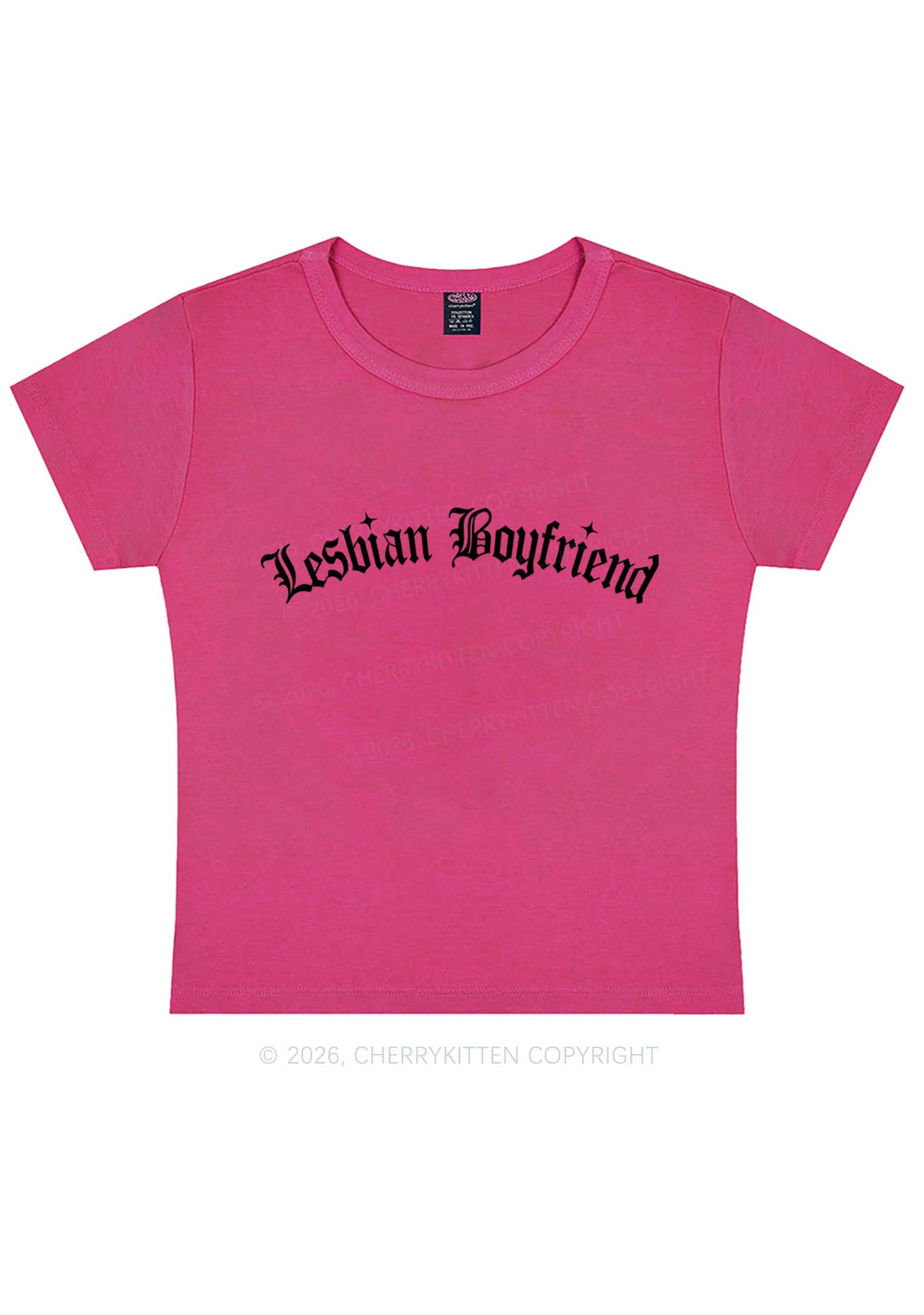 Lesbian Boyfriend Pride Y2K Baby Tee Cherrykitten