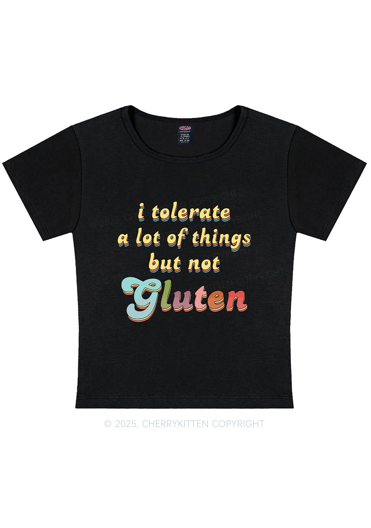 Tolerate Gluten Y2K Baby Tee Cherrykitten