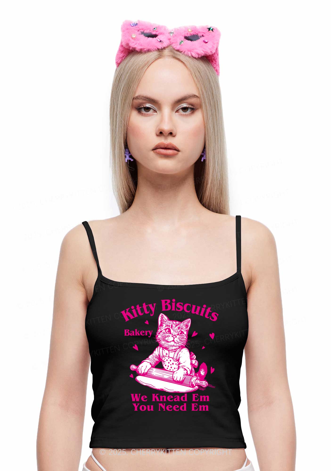 Kitten Biscuits Bakery Valentine's Day Y2K Spaghetti Strap Cami Cherrykitten