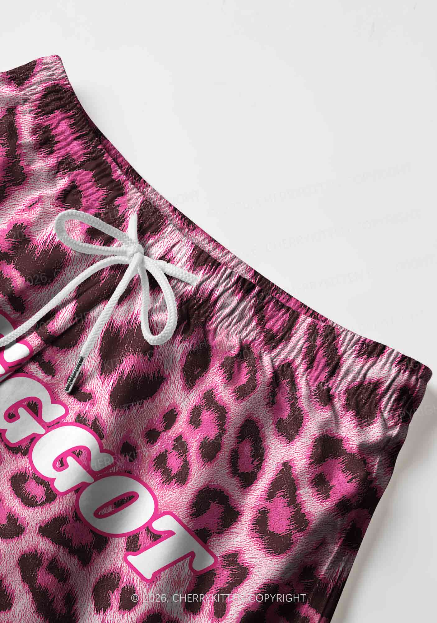 Pink Leopard Faggot Pride Y2K Print Men Beach Shorts Cherrykitten