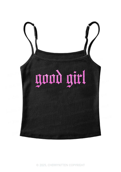 Glitter Good Girl Y2K Spaghetti Strap Cami Cherrykitten