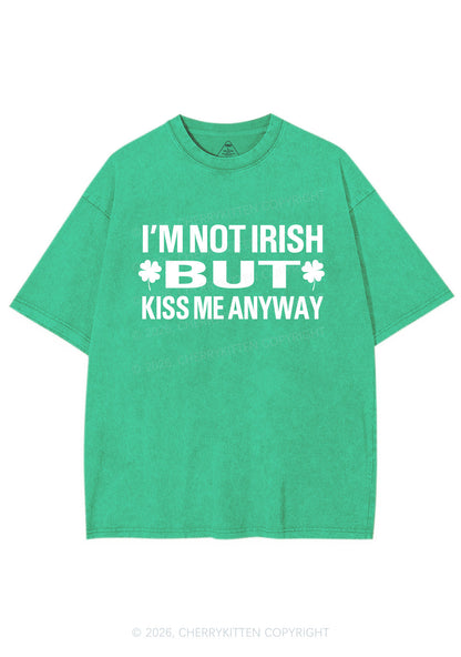 Im Not Irish But Kiss Me St Patricks Y2K Shirts Washed Tee Cherrykitten