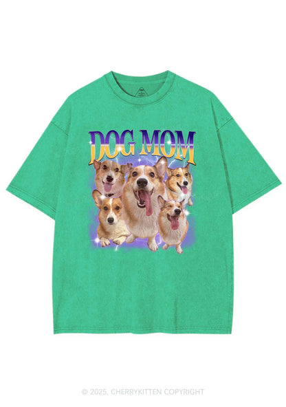 Custom Photo Dog Mom Y2K Shirts Washed Tee Cherrykitten