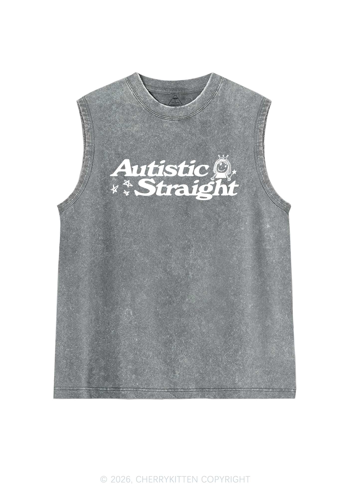 Autistic Straight Pride Y2K Washed Muscle Tank Cherrykitten
