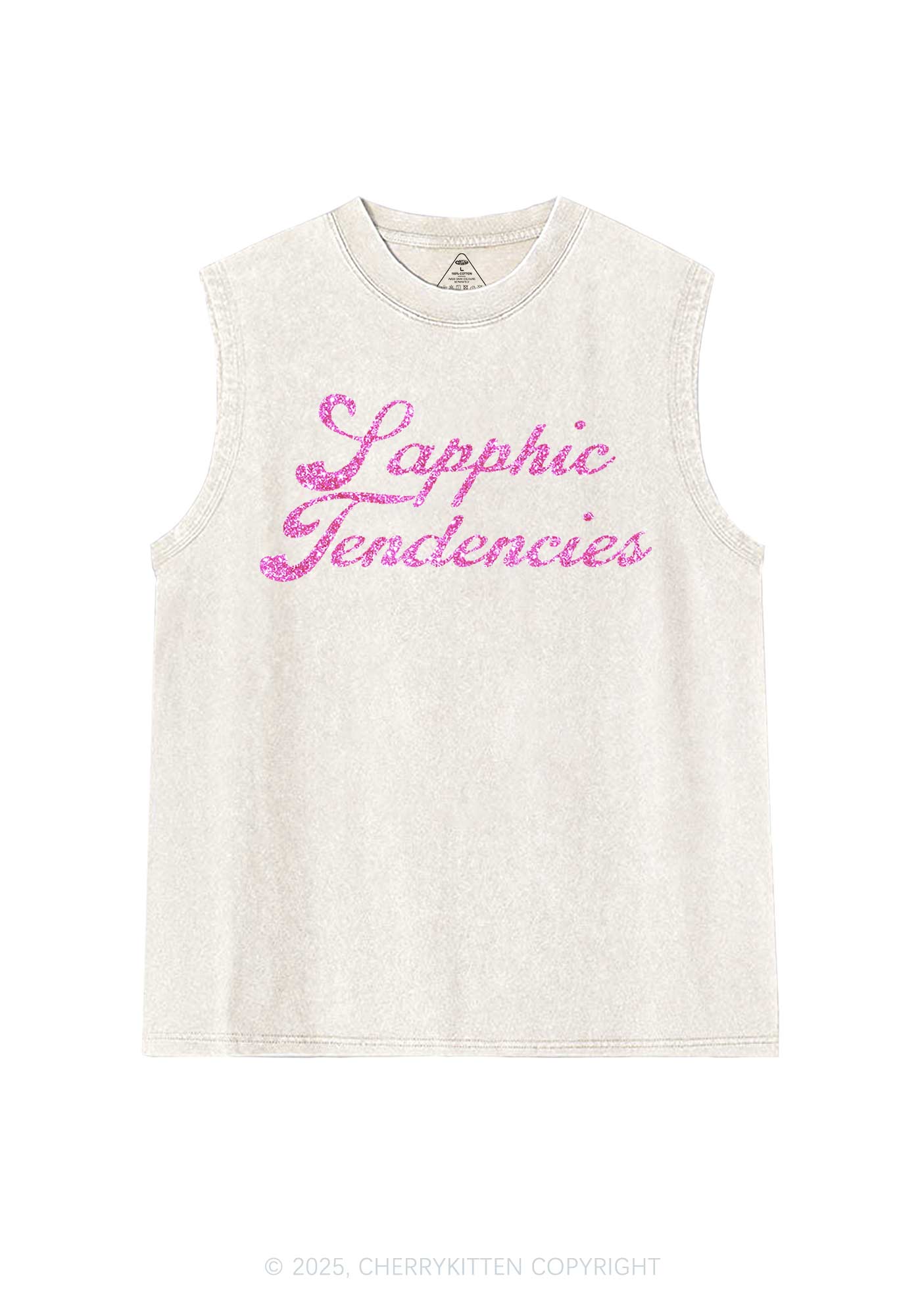 Glitter Sapphic Tendencies Pride Y2K Washed Muscle Tank Cherrykitten