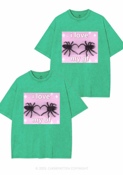 Love My Spider BF GF Y2K Valentine's Day Washed Tee Cherrykitten