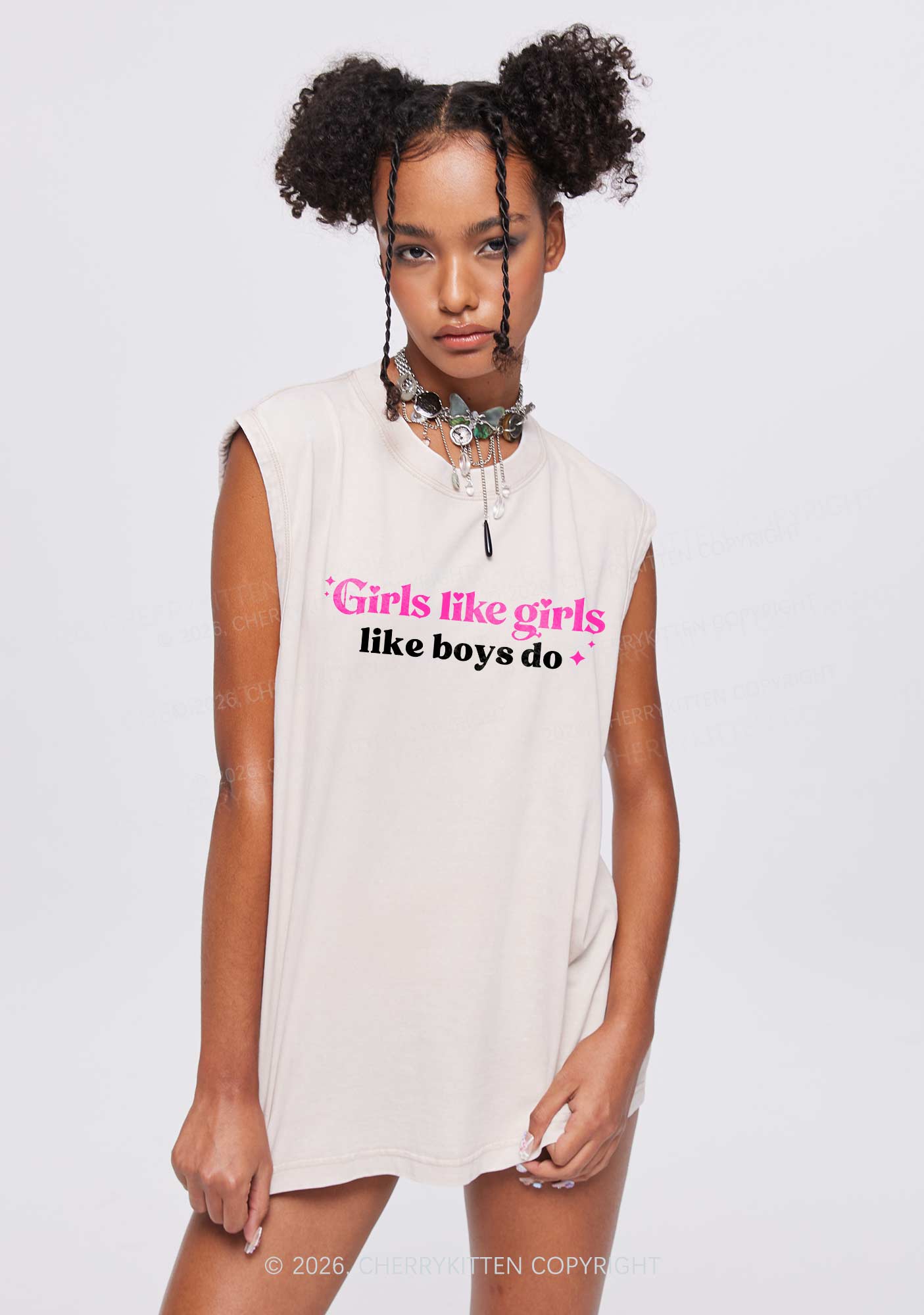 Girls Like Girls Like Boys Do Pride Y2K Washed Muscle Tank Cherrykitten