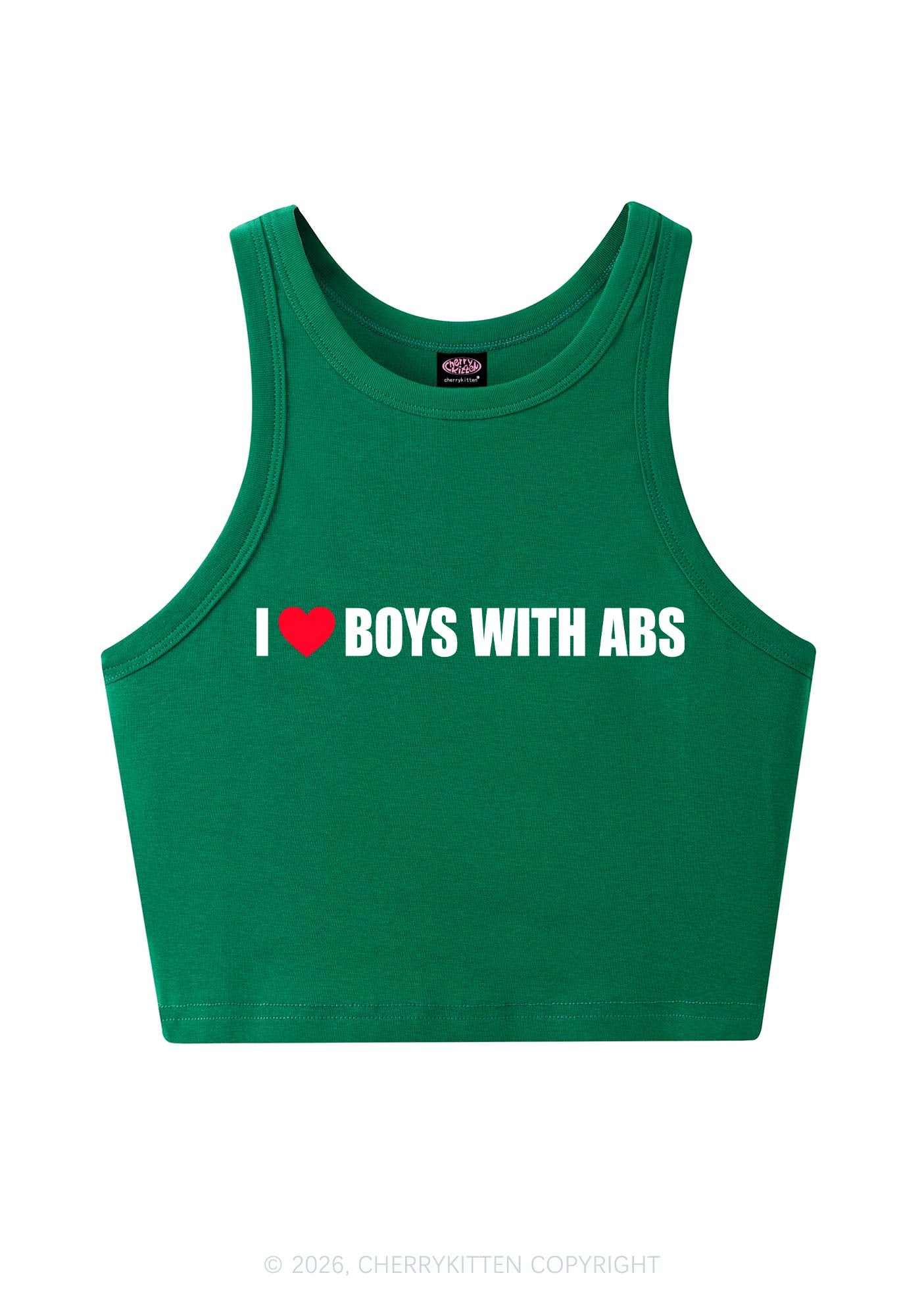 I Love Boys With ABS Y2K Crop Tank Top Cherrykitten