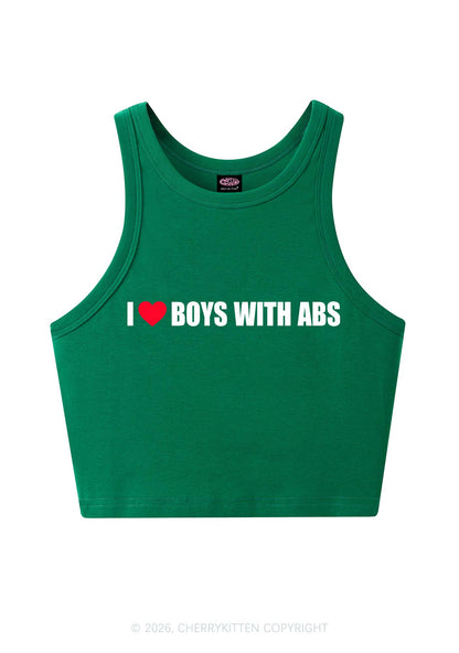 I Love Boys With ABS Y2K Crop Tank Top Cherrykitten