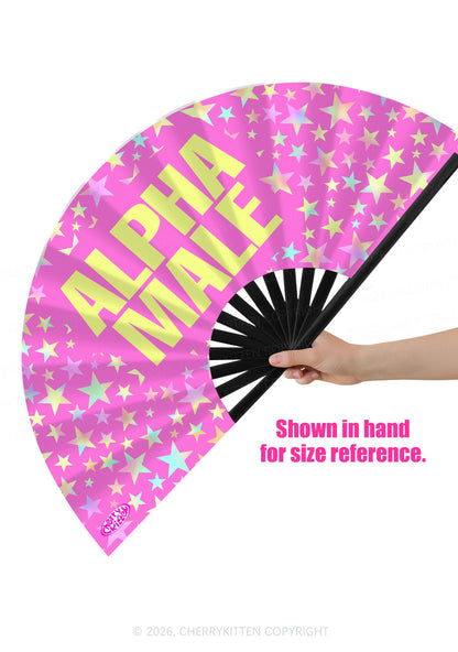 Hot Pink Alpha Male Y2K Rave Hand Fan Cherrykitten