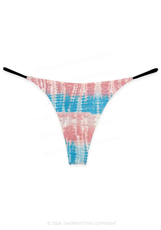 Tie Dye Trans Pride Y2K Print Bikini String Thong Cherrykitten