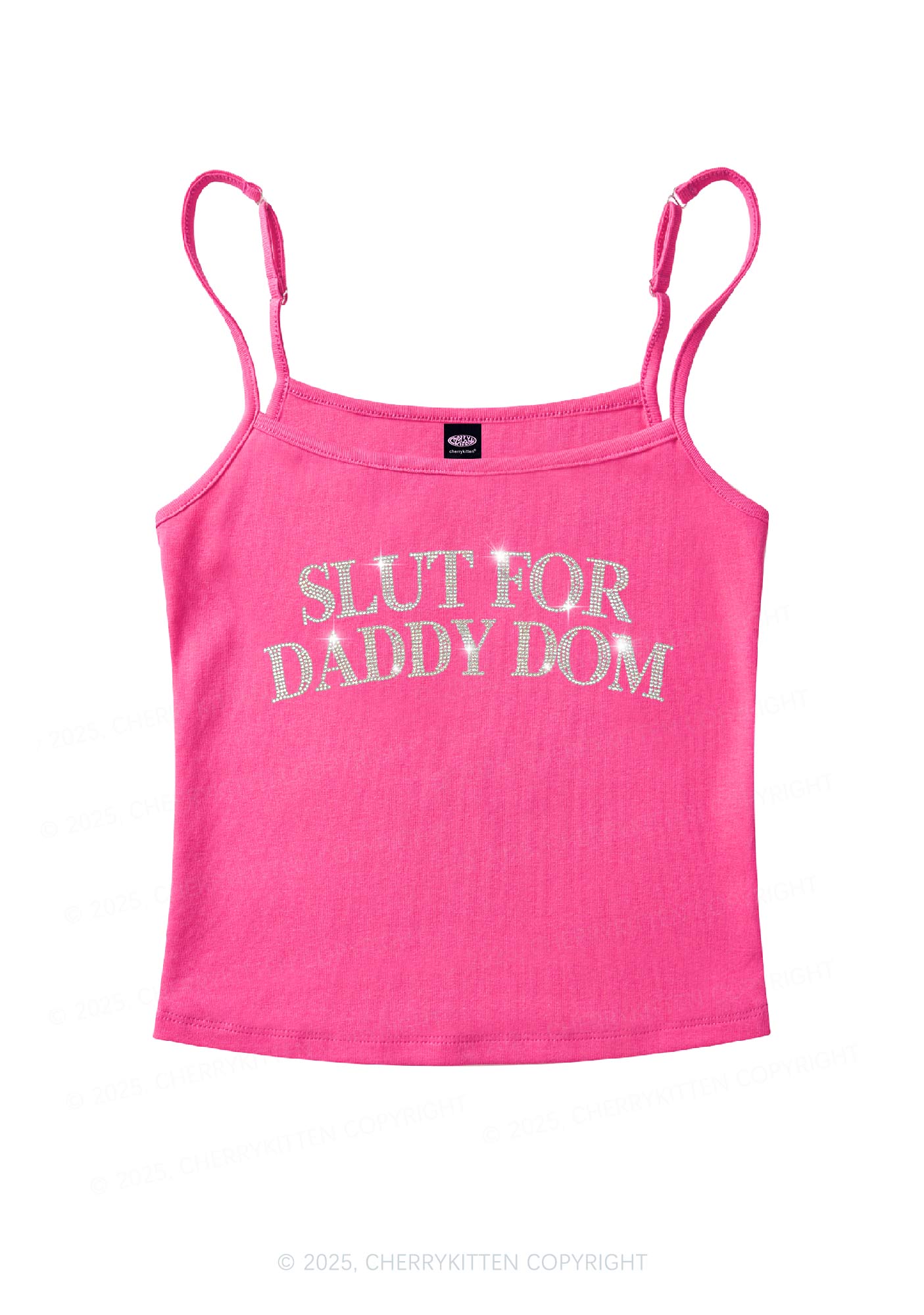 Rhinestone Slxt For Daddy Dom Y2K Spaghetti Strap Cami Cherrykitten