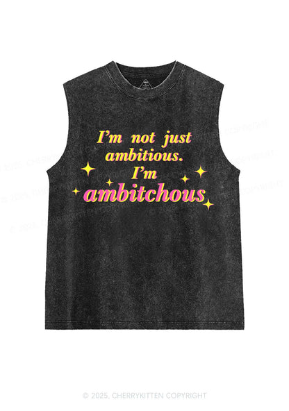 Not Ambitious Im Ambxxchous Y2K Washed Muscle Tank Cherrykitten