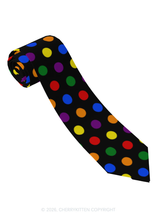 Rainbow Dots Pride Y2K Necktie Cherrykitten