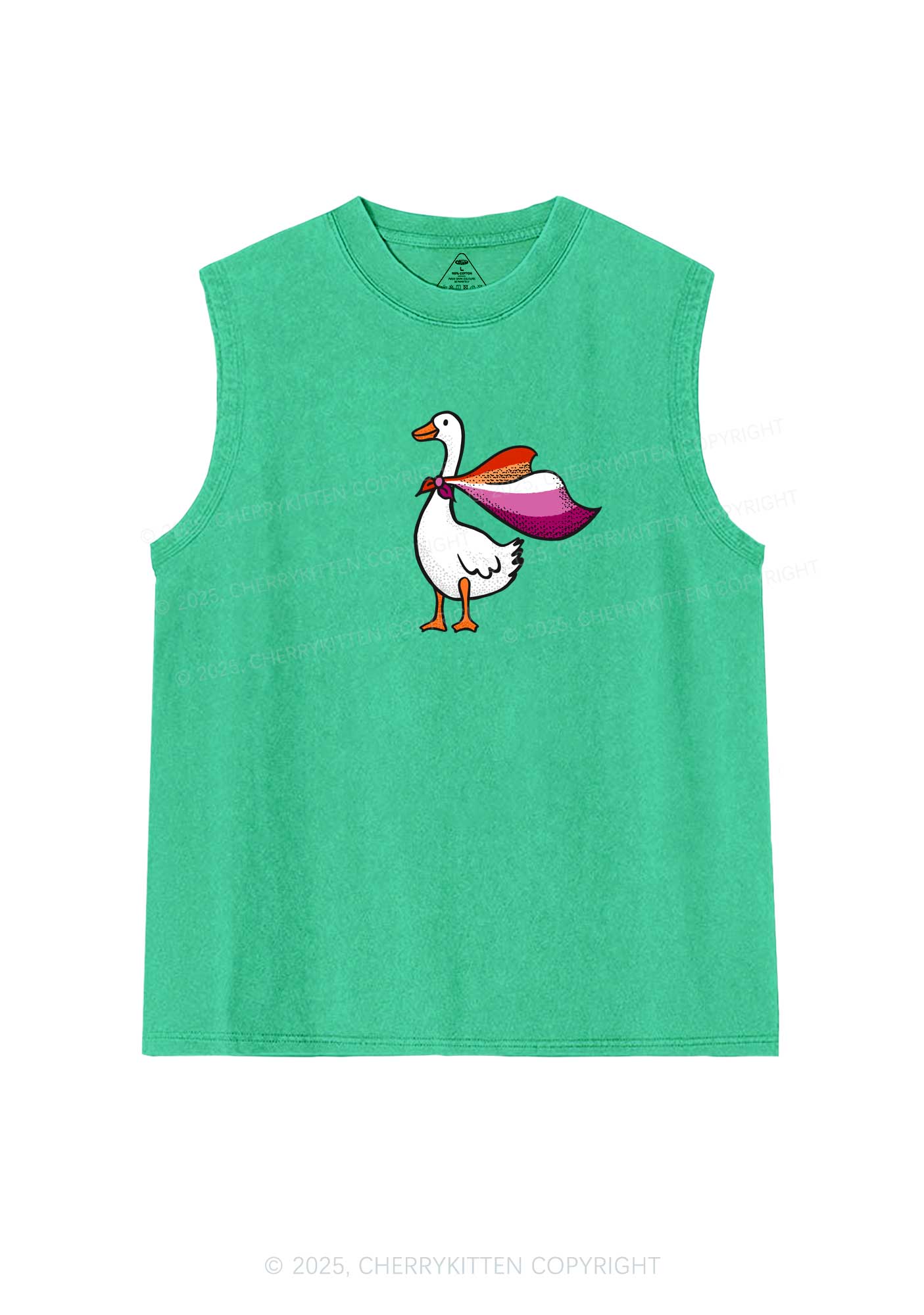 Lesbian Goose Pride Y2K Washed Muscle Tank Cherrykitten