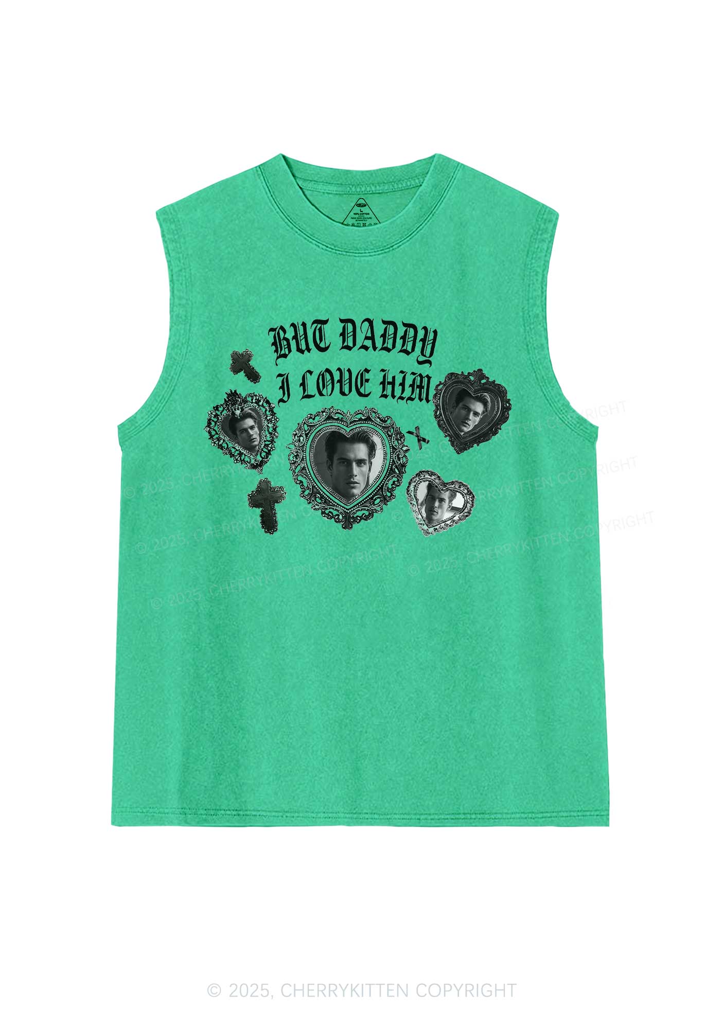 Gothic But Daddy I Love Him Y2K Washed Muscle Tank Cherrykitten