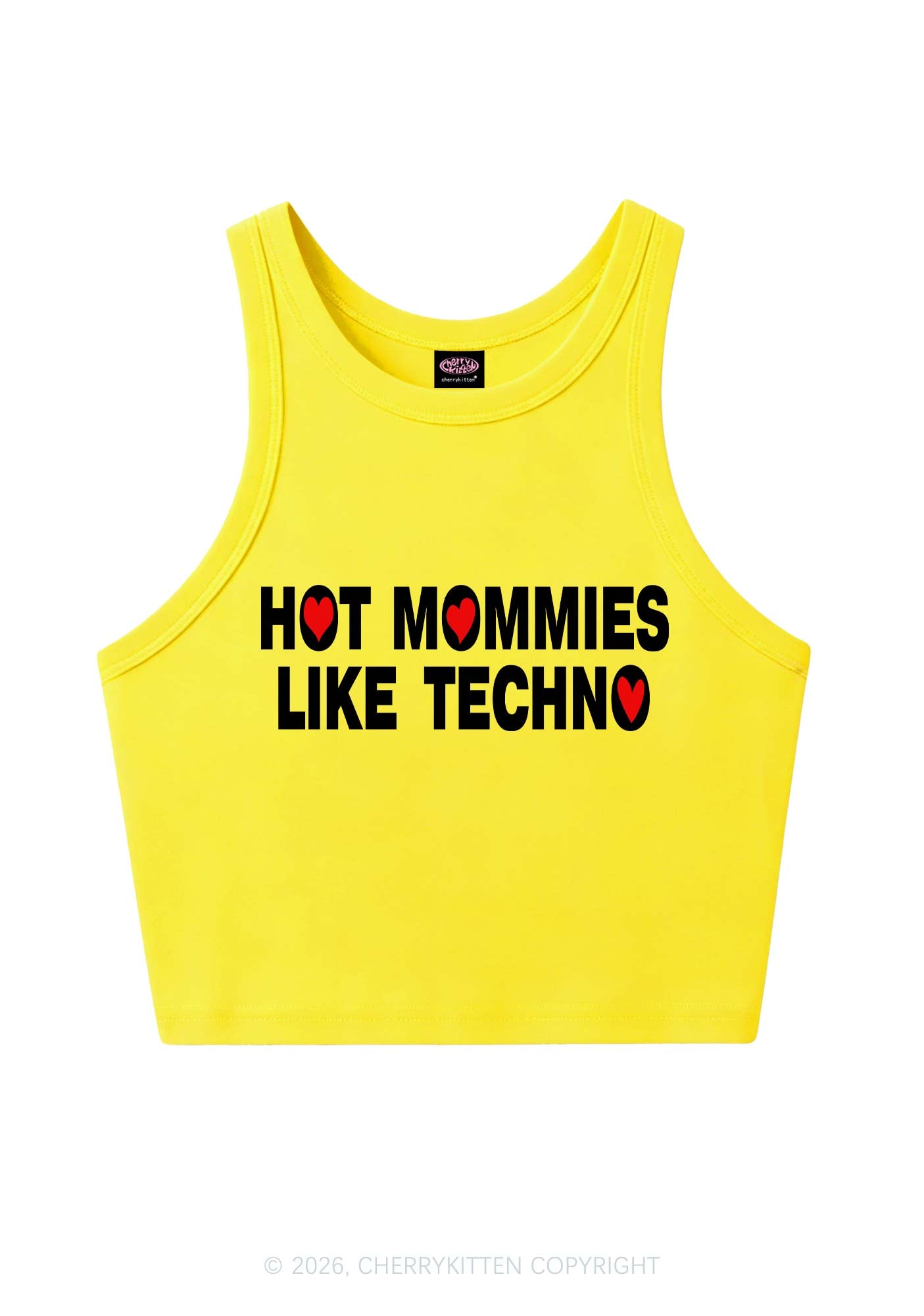 Hot Mommies Like Techno Y2K Crop Tank Top Cherrykitten