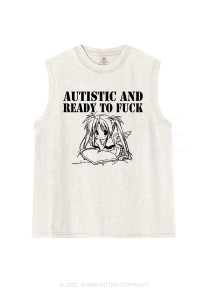 Autistic Ready To Fxxk Y2K Washed Muscle Tank Cherrykitten
