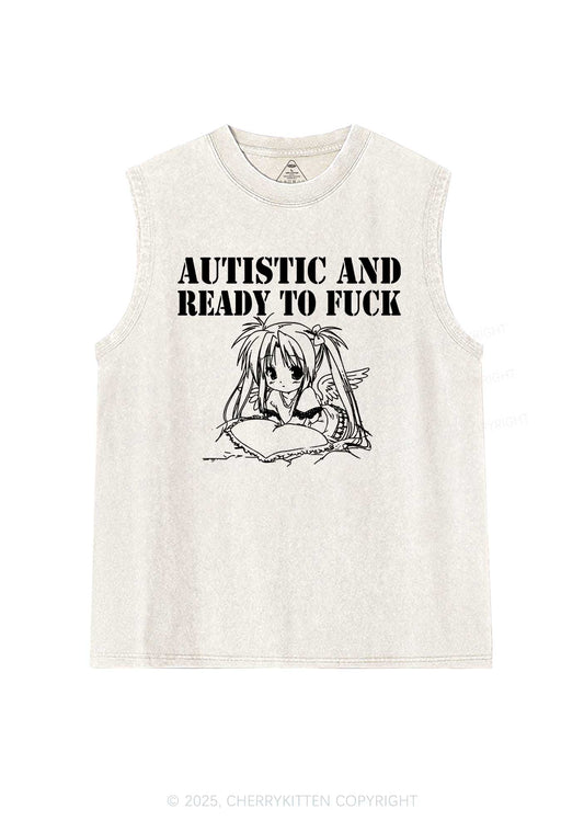Autistic Ready To Fxxk Y2K Washed Muscle Tank Cherrykitten