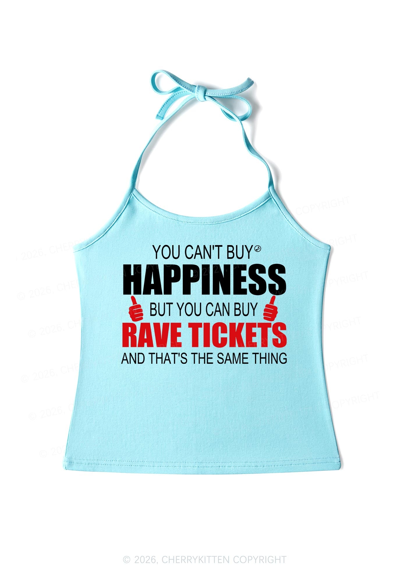 Happiness Rave Tickets Y2K Halter Neck Cami Cherrykitten
