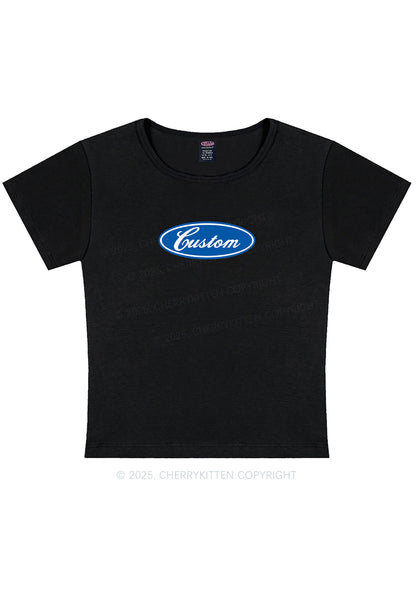 Oval Custom Text Y2K Baby Tee Cherrykitten