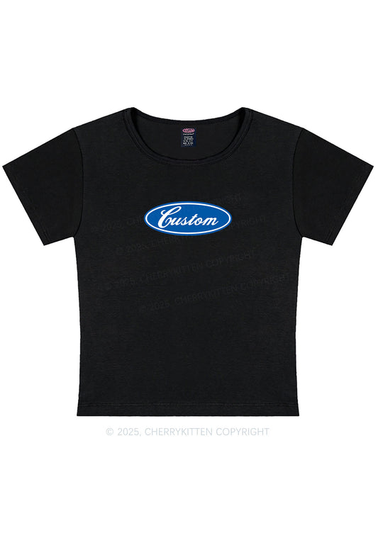 Oval Custom Text Y2K Baby Tee Cherrykitten