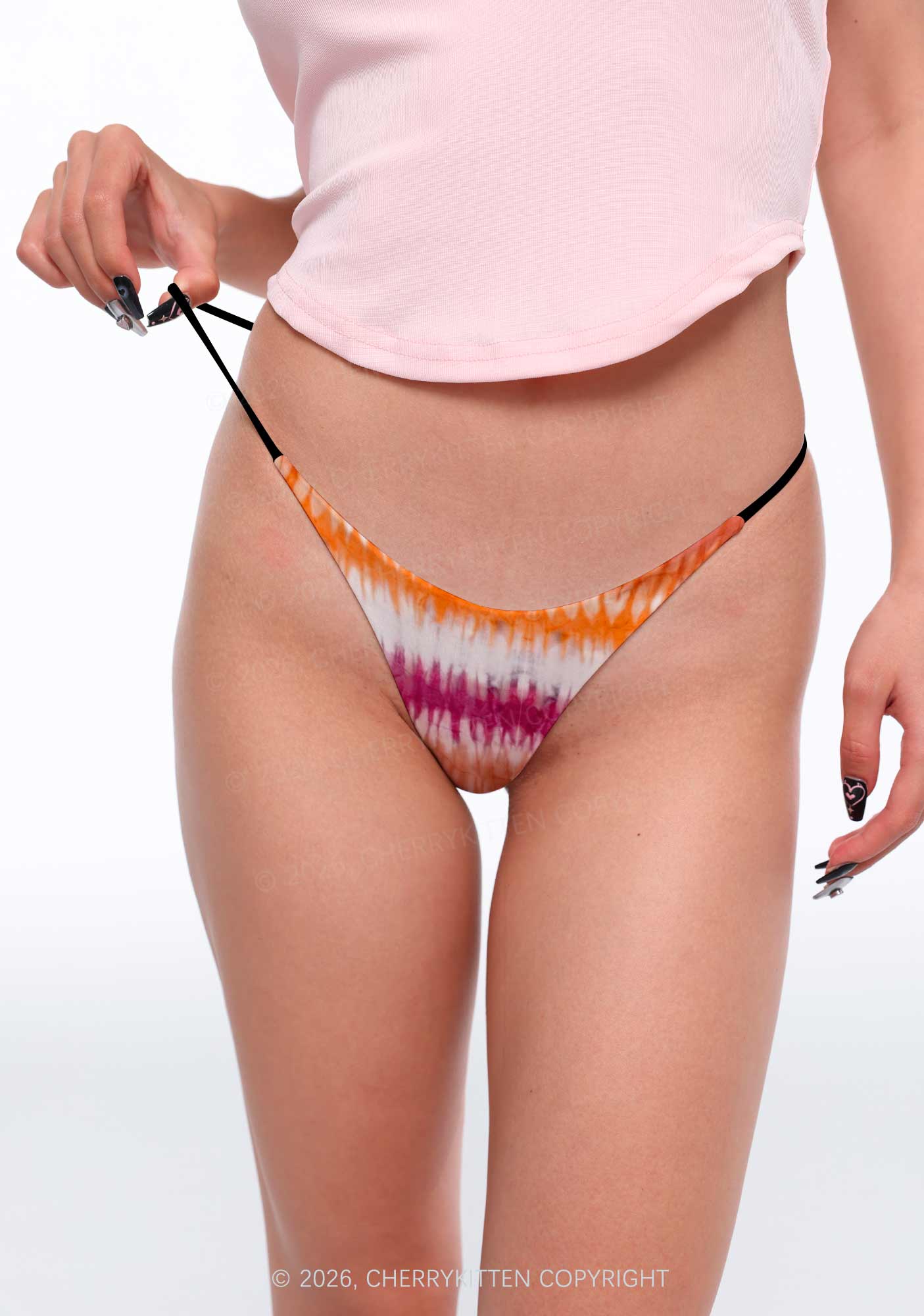 Lesbian Tie Dye Pride Y2K Print Bikini String Thong Cherrykitten