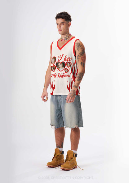 Creamy White Custom GF BF Photo Y2K Sport Jersey Tank Cherrykitten
