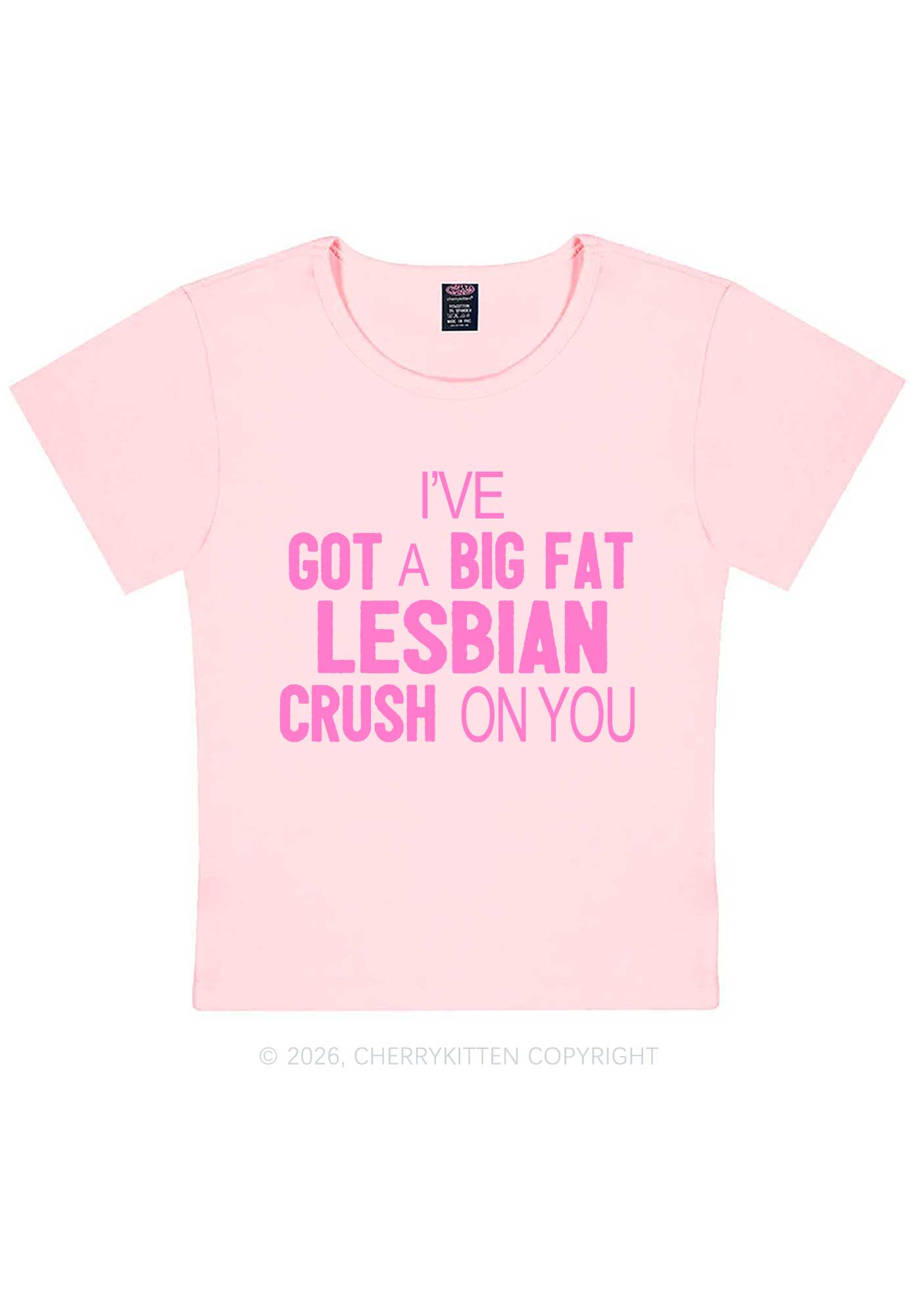 Big Fat Lesbian Crush Pride Y2K Baby Tee Cherrykitten