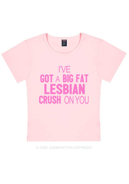 Big Fat Lesbian Crush Pride Y2K Baby Tee Cherrykitten