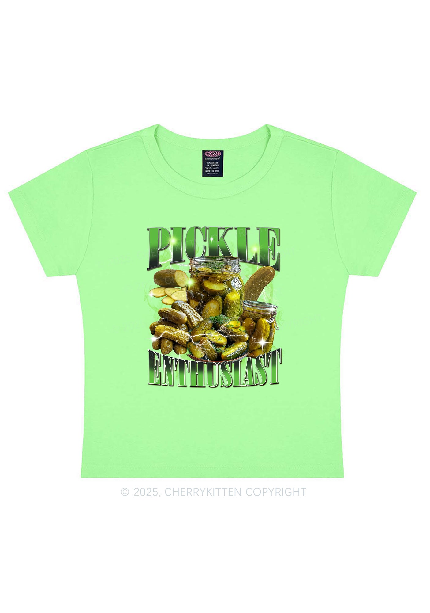 Pickle Enthusiast Y2K Baby Tee Cherrykitten