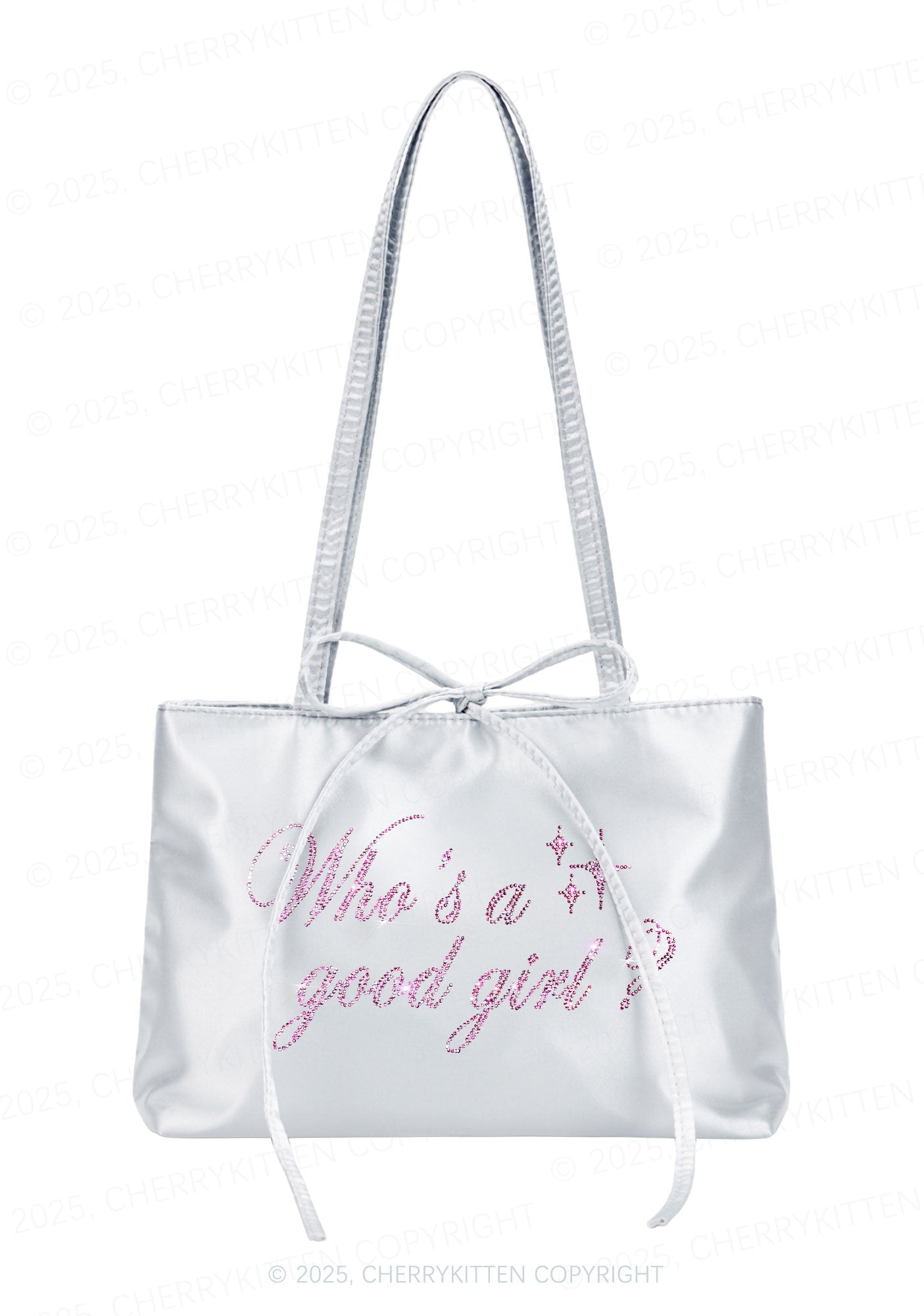 Rhinestone Whos A Good Girl Y2K Satin Bags Cherrykitten