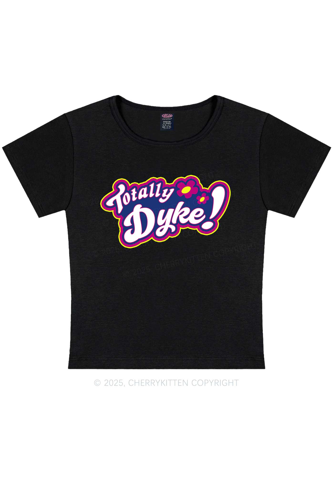 Totally Dyke Pride Y2K Baby Tee Cherrykitten