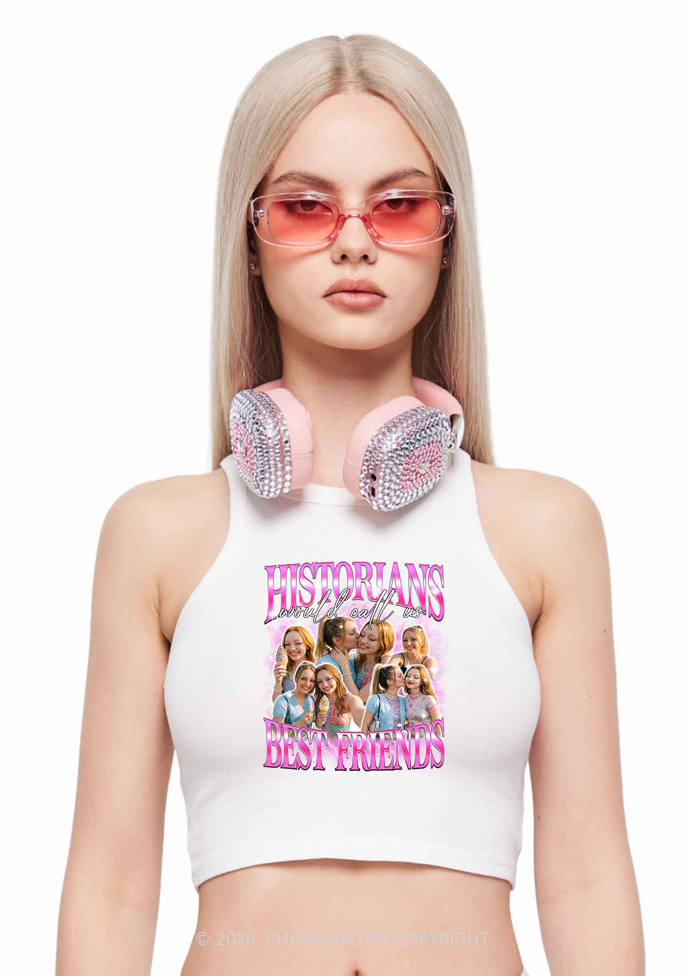Custom Best Friends Photos Pride Y2K Crop Tank Top Cherrykitten