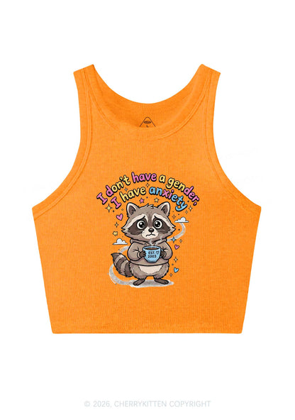 Raccoon I dont Have A Gender Pride Y2K Crop Tank Top Cherrykitten