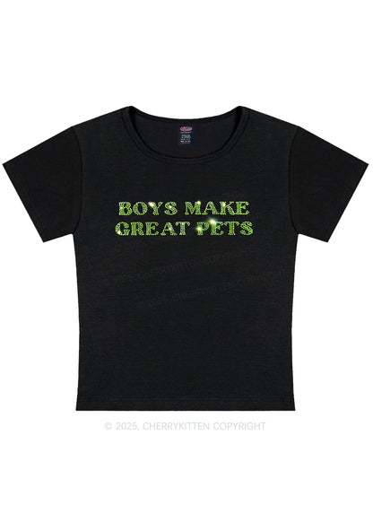 Curvy Rhinestone Boys Make Gr8 Pets Y2K Baby Tee Cherrykitten