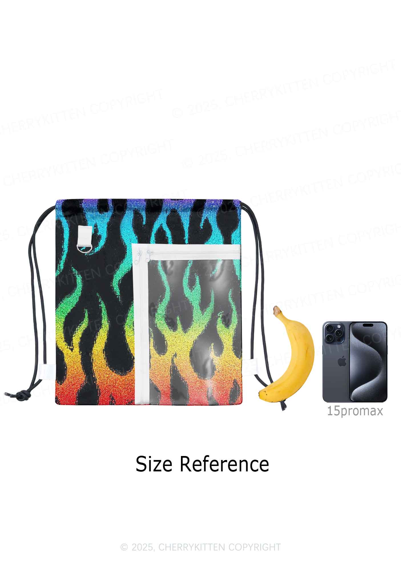 Rainbow Flame Pride Y2K Drawstring Itabag Backpack Cherrykitten