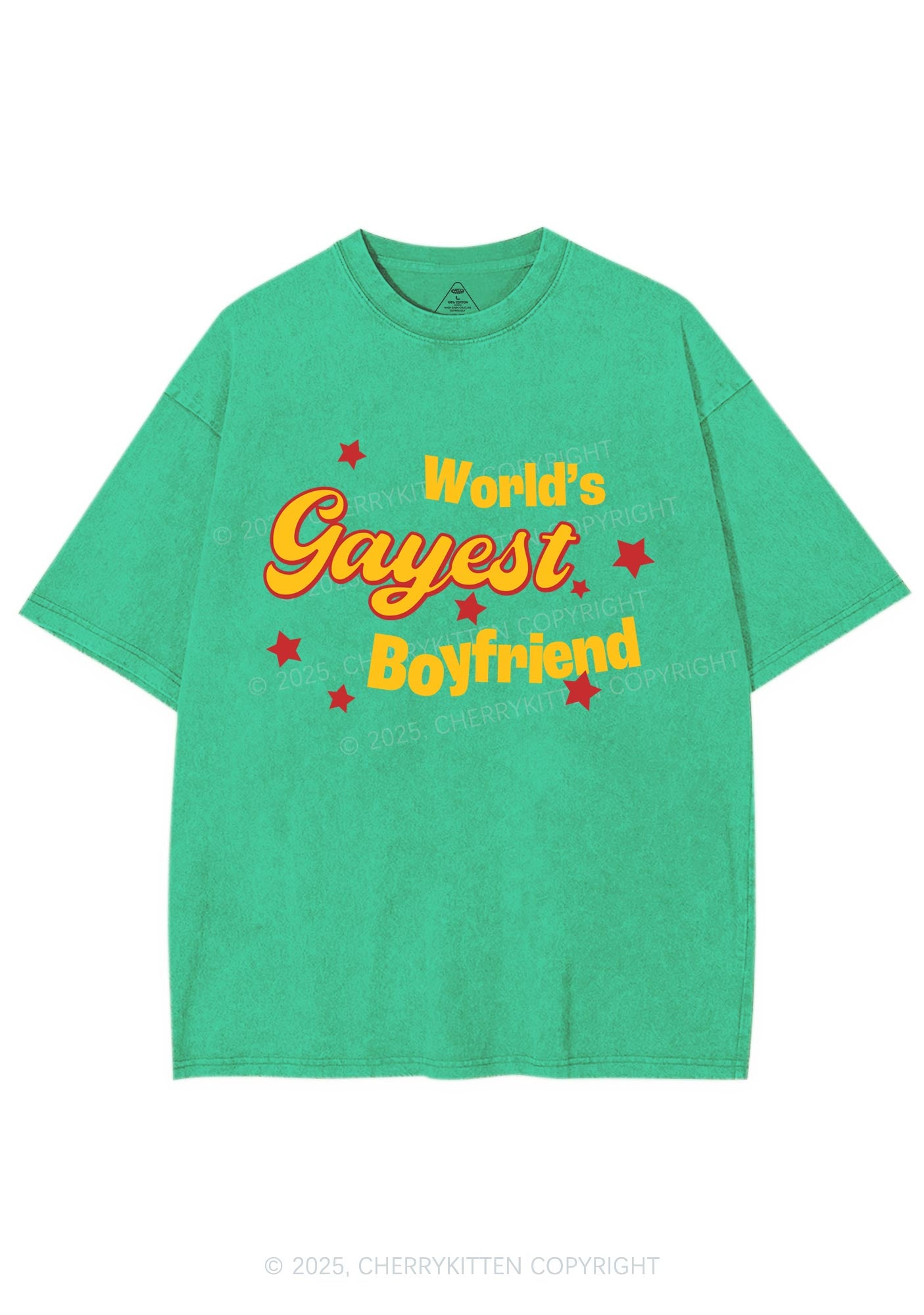 Worlds Gayest Boyfriend Pride Y2K Shirts Washed Tee Cherrykitten