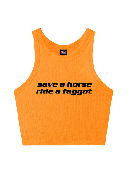 Save Horse Ride Faggot Pride Y2K Crop Tank Top Cherrykitten