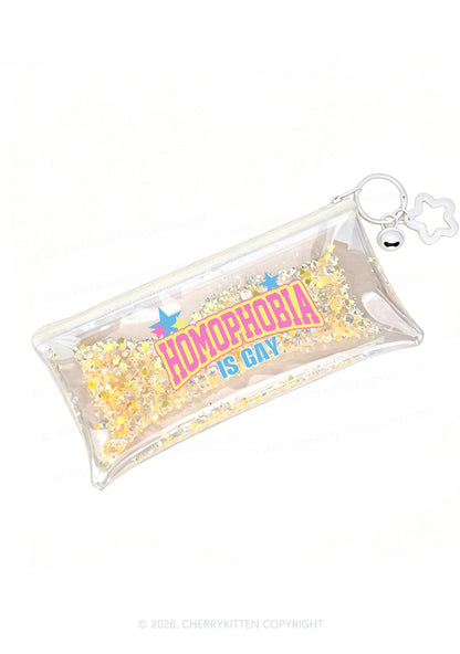 Homophobia Is Gay Pride Y2K Quicksand Transparent Pencil Pouch Cherrykitten