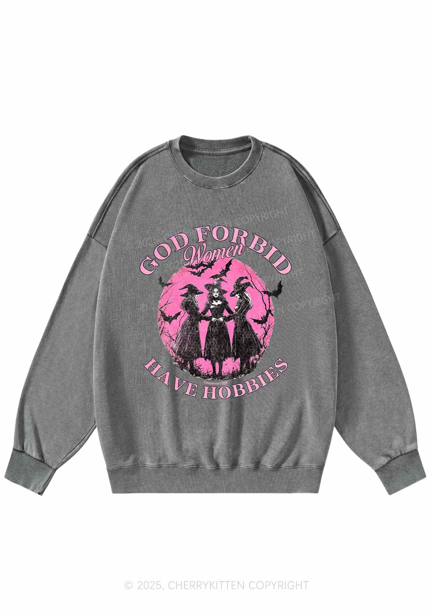 Halloween God Forbid Women Hobbies Y2K Washed Sweatshirts Cherrykitten