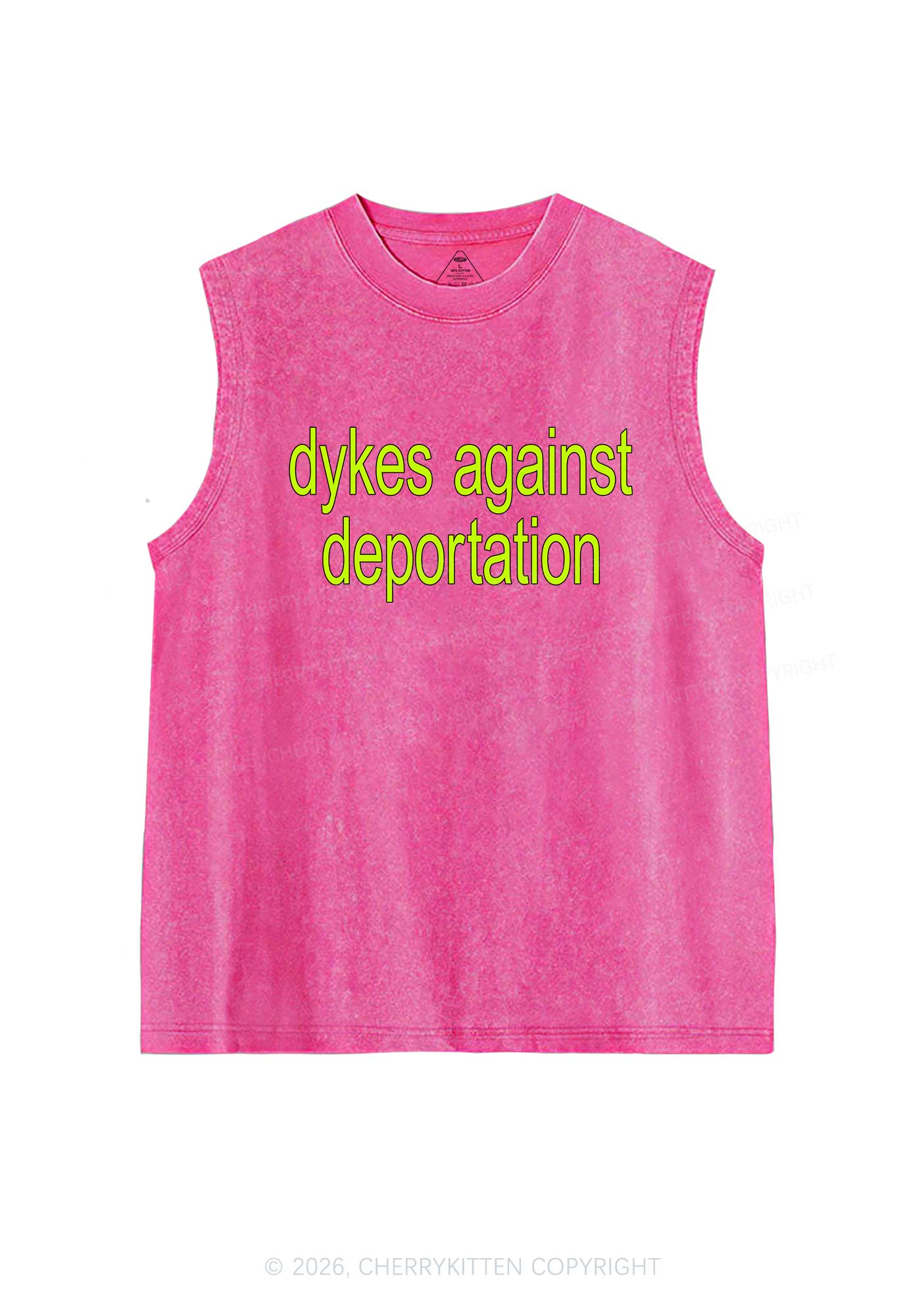 Dykes Against Deportation Pride Y2K Washed Muscle Tank Cherrykitten