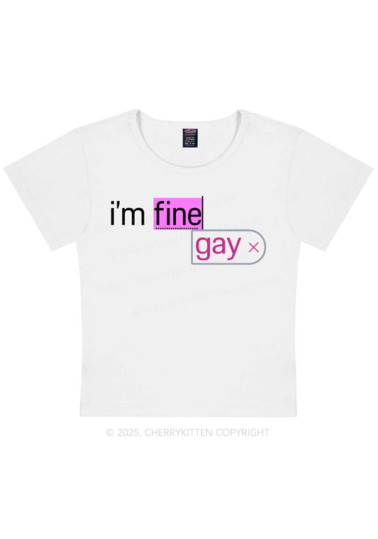 Im Fine Gay Pride Y2K Baby Tee Cherrykitten