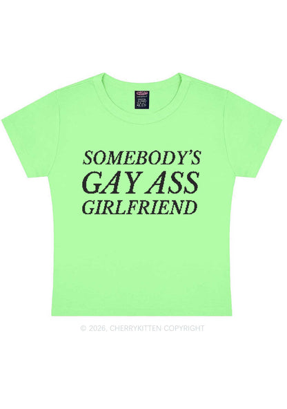Somebodys Gay Axx Girlfriend Pride Y2K Baby Tee Cherrykitten