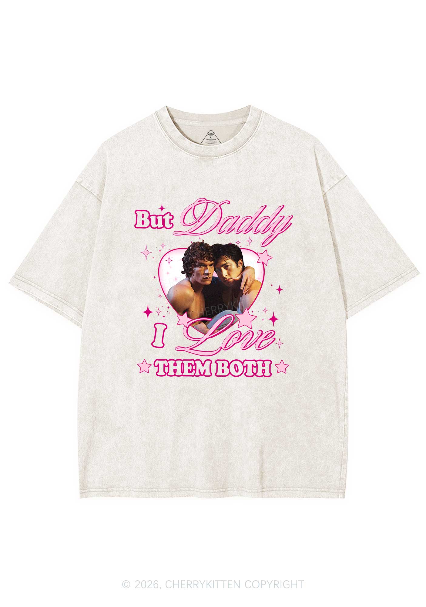 But Daddy I Love Them Both HR Y2K Shirts Washed Tee Cherrykitten